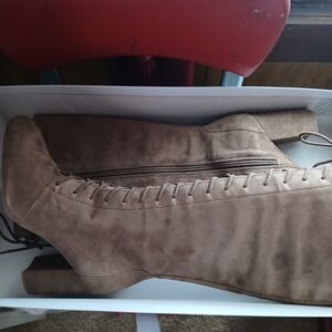 Brown Suede Lace-Up Women's Boots